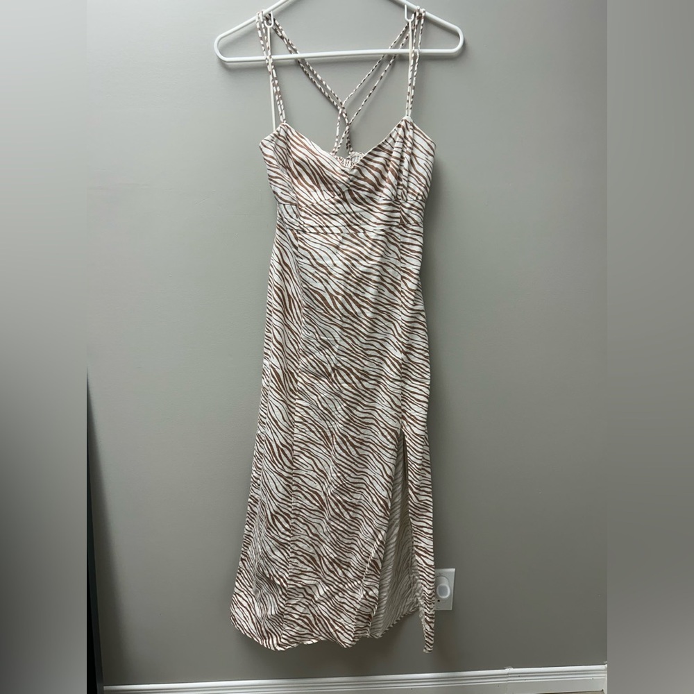 Zara Linen Blend Animal‎ Print Maxi Dress